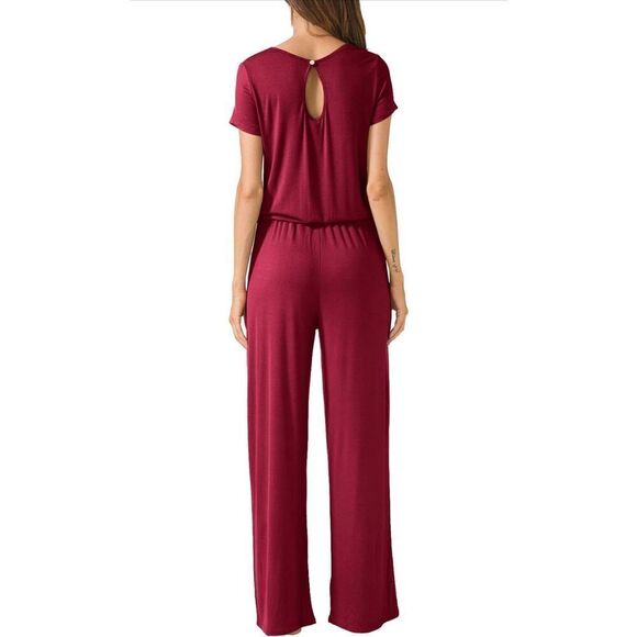 NEW Soft Jumpsuits Short Sleeve Casual Wide Legs Romper S - Picture 4 of 7